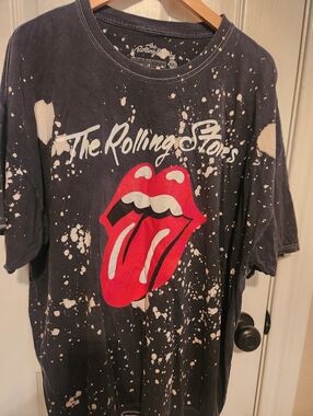 The Rolling Stones Bleached Gray Shirt Men Size 2XL 100% Cotton Short Sleeve